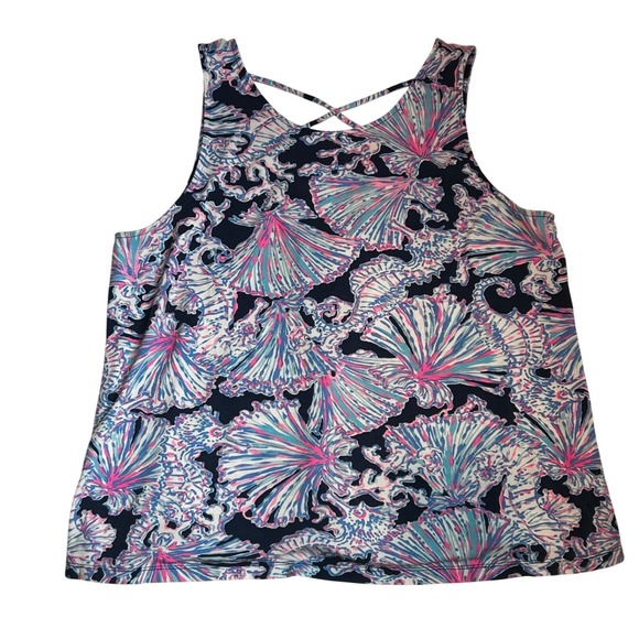 Lilly Pulitzer Tops - Lilly Pulitzer Kristen Tank Top Shells Bells tropical print Beach Preppy XL